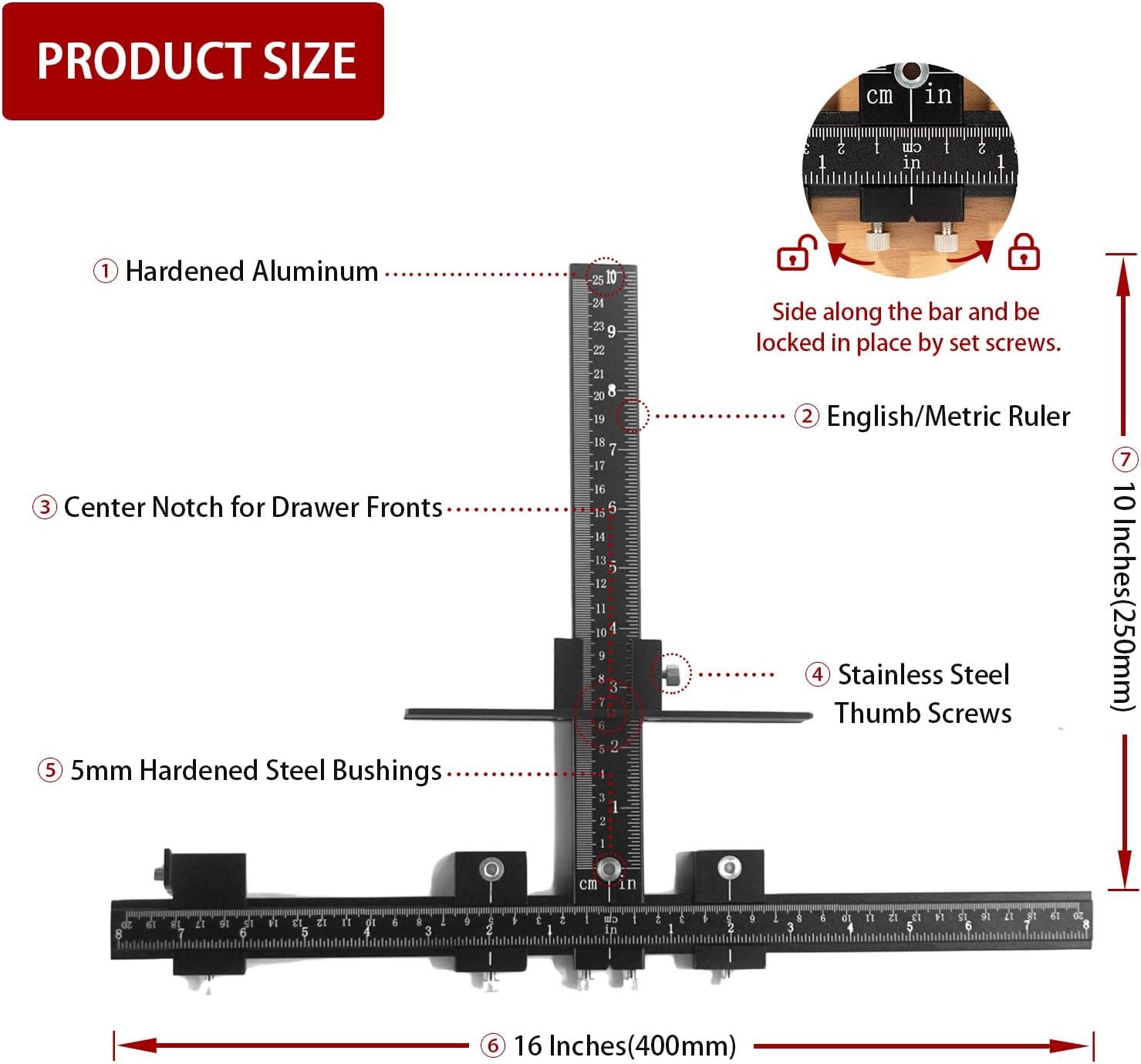 Cabinet Hardware Jig, Solike Aluminum Alloy Cabinet Handle Jig Tool for Fast and Accurate Installation of Door Handles and Drawer Front Knobs
