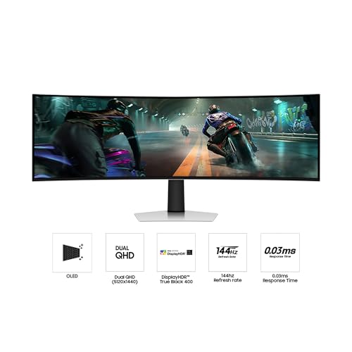 Samsung 49" Odyssey OLED G9 (G91SD) Dual QHD QD-OLED G-Sync Compatible Curved Gaming Monitor, 144Hz, 0.03ms, AMD FreeSync Premium Pro