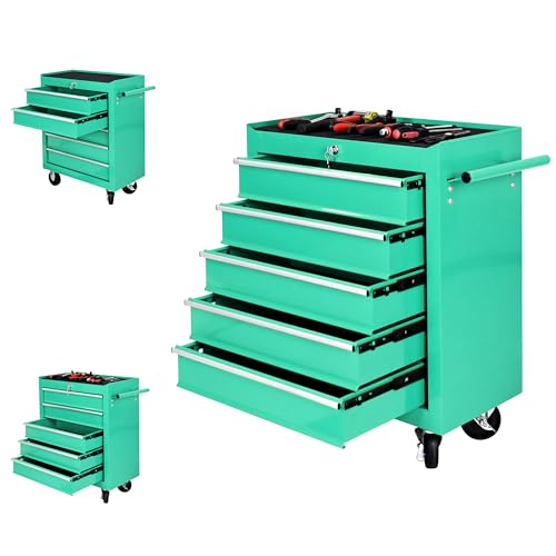 5-Drawer Rolling Tool Chest, Modular Tool Cabinet with Brake Casters & Removable Drawers, Workshop Toolbox Cart for Factory/Garage, Black