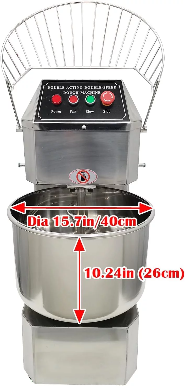 EQCOTWEA Commercial Dough Mixer Pizza Dough Blender for Bakery Food 30L Stainless Steel