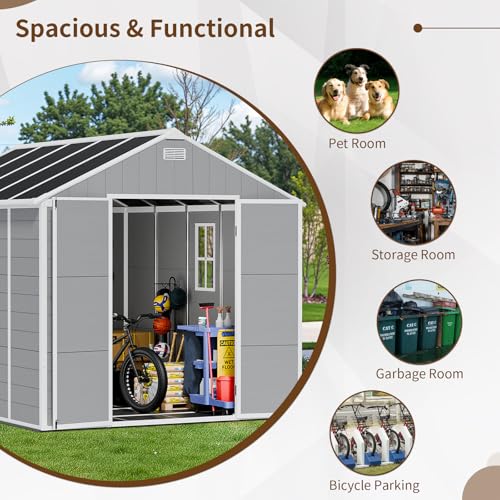 NicBex 6×5 Resin Outdoor Storage Shed with Floor & Window– All-Weather Lockable Small Tool Shed