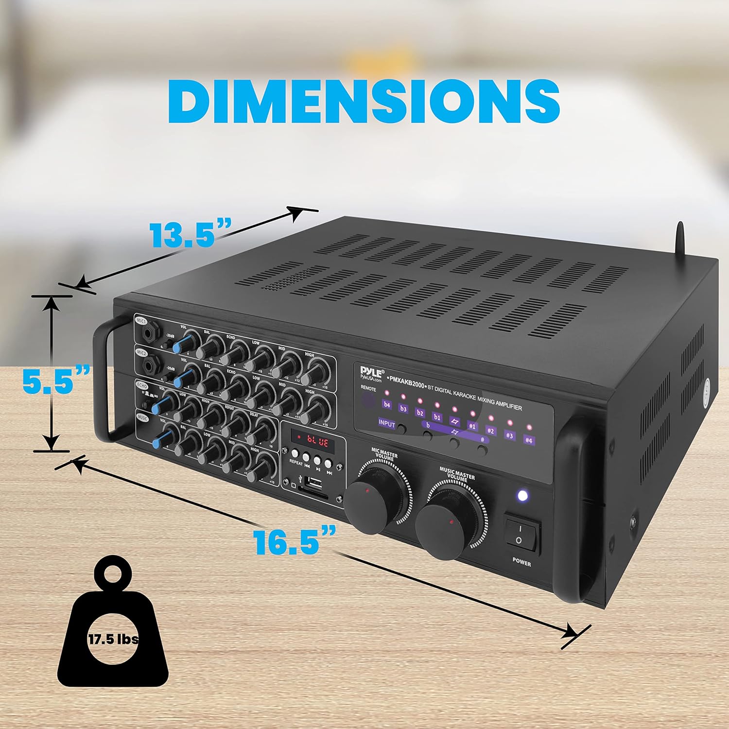 Dual Channel Bluetooth Mixing Amplifier - 2000W Rack Mount Karaoke Sound Mixer Audio Home Stereo Receiver Box System w/ RCA, USB, AUX - For Speaker