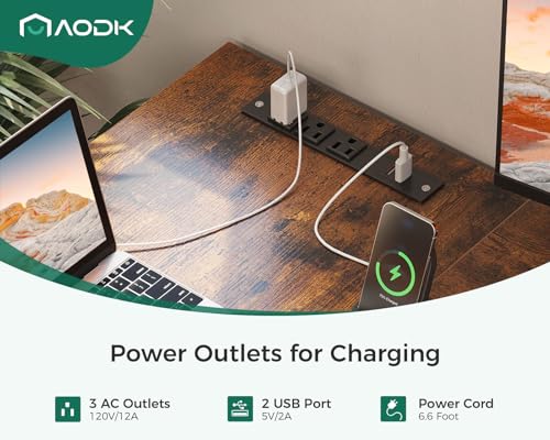 AODK L Shaped Gaming Desk with 4 Drawers, 61" Reversible Home Office Desks with Power Outlets