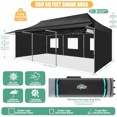 COBIZI 10x10 Pop Up Canopy Tent with Awning