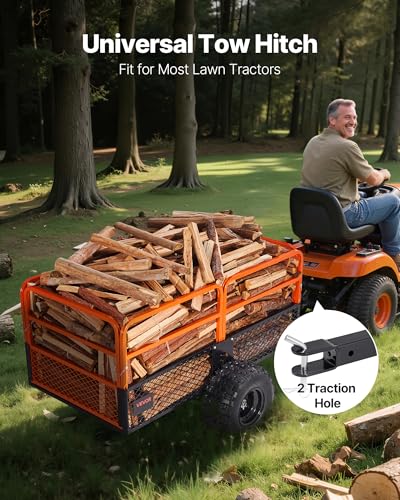 VEVOR Heavy Duty ATV Dump Cart - Steel Tow Behind trailer, 750 lbs, 15 Cubic Feet Garden Utility with Removable Sides