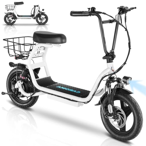 Caroma Peak 500W/800W/1200W Electric Scooter with Seat for Adults,up to 30 Miles&20MPH, 14" Fat Tire