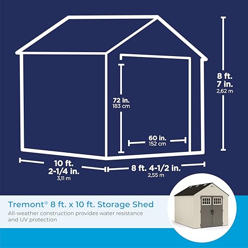 Suncast 8' x 10' Heavy-Duty Resin Tremont Storage Shed, Sand