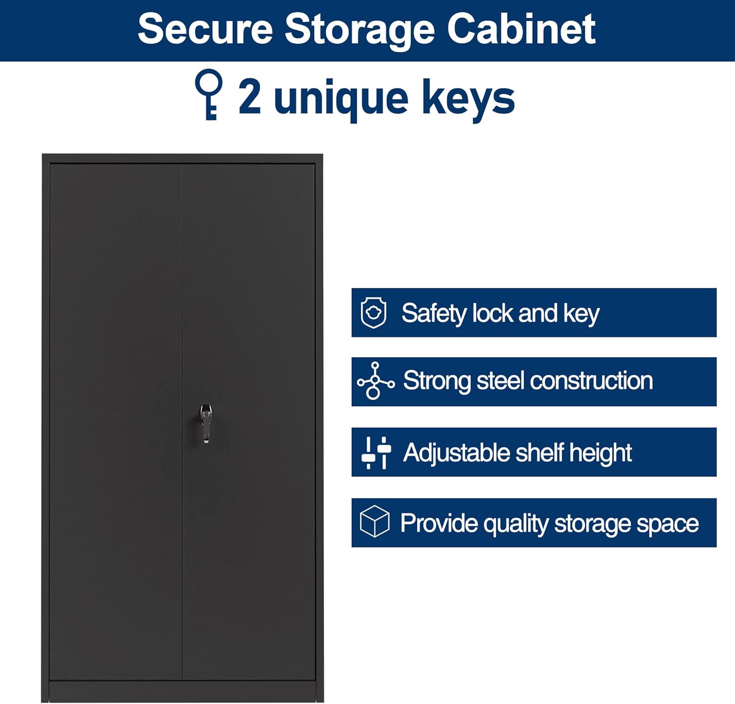 Garage Storage Cabinet, Metal Cabinet,Garage Cabinets, Metal Storage Cabinet with Doors and Shelves