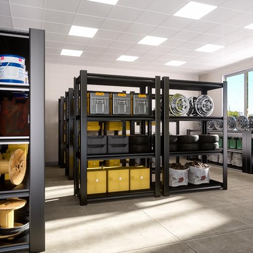 76.6" H Heavy Duty Garage Shelving Unit, 60" W Adjustable Metal Storage Rack, 5-Tier Metal Shelves, 24" D Industrial Shelving for Garage, Basement