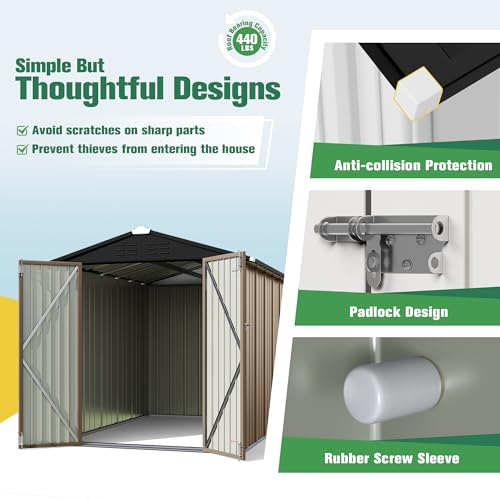 Flamaker Storage Shed Waterproof Metal Garden Shed with Lockable Door Utility Tool Shed Outdoor Storage for Backyard, Patio and Lawn (5 x 3 FT)