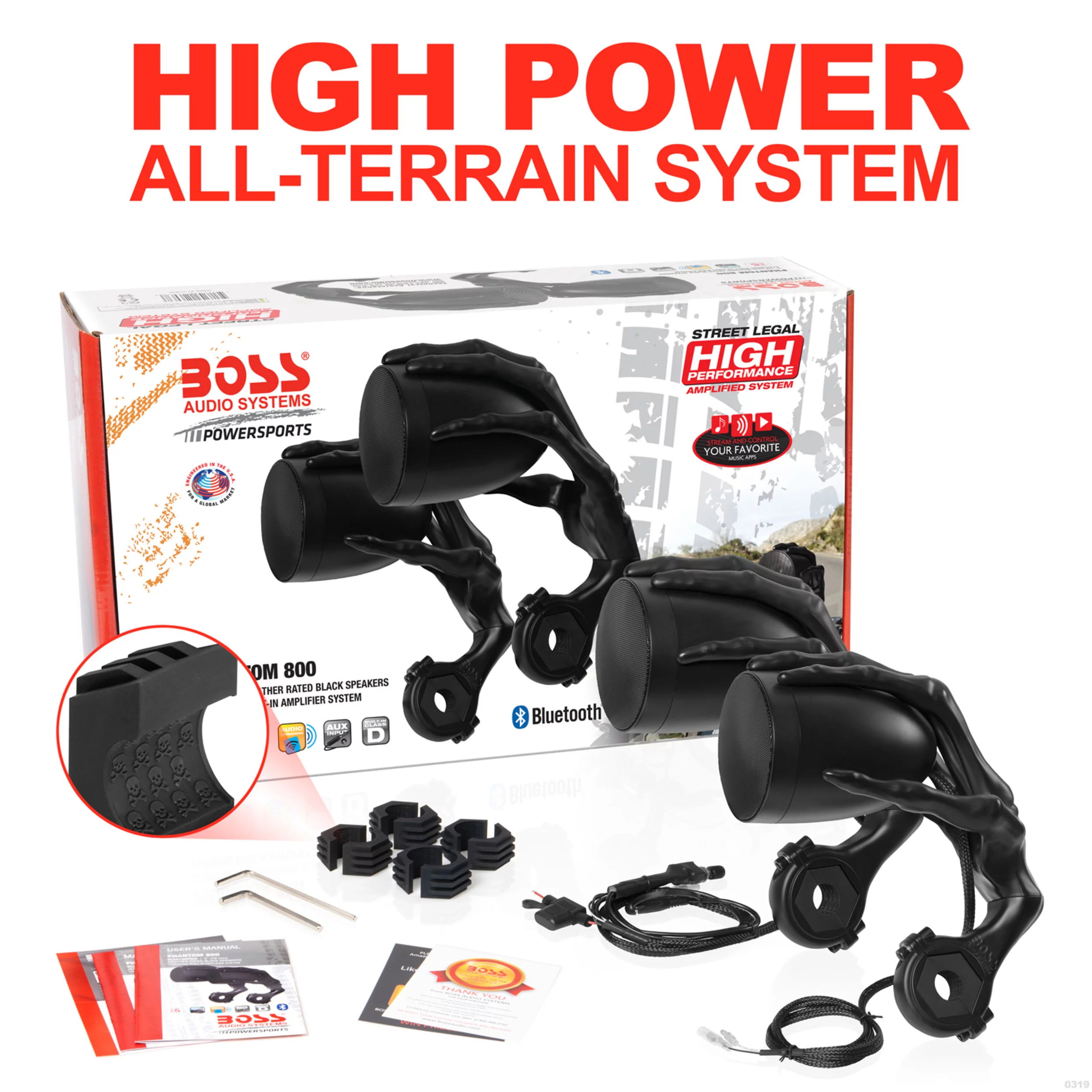 Boss Audio Systems PHANTOM800 Motorcycle Weatherproof Bluetooth Speaker System 3 Inch Speakers - Radiant Selections