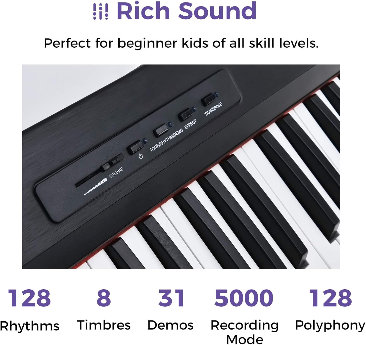 Starfavor 88 Key Digital Piano Beginner Electric Keyboard Full Size with Semi Weighted Keys Dual 30W Speakers SP-10 Bundle include Sustain Pedal