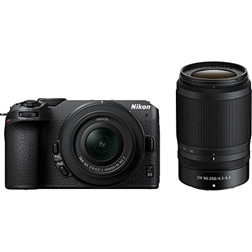 Nikon Z30 Mirrorless Camera with 16-50mm and 50-250mm Lenses + Soft Case + Cleaning Kit + Memory Card Wallet + Extreme PRO 64GB Card + Card Reader +