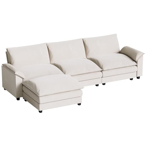 Homall 119" Modular Sectional Sofa, L Shaped Sofa Couch with Reversible Ottoman, DIY Combination Chenille Deep 3-Seat Cloud Couch for Living Room