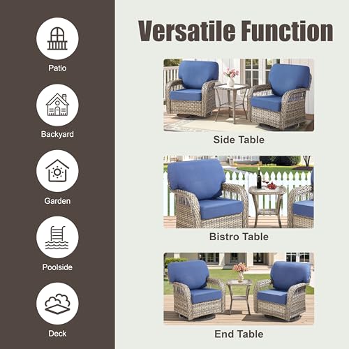 7 Pieces Outdoor Furniture Set with Swivel Chairs