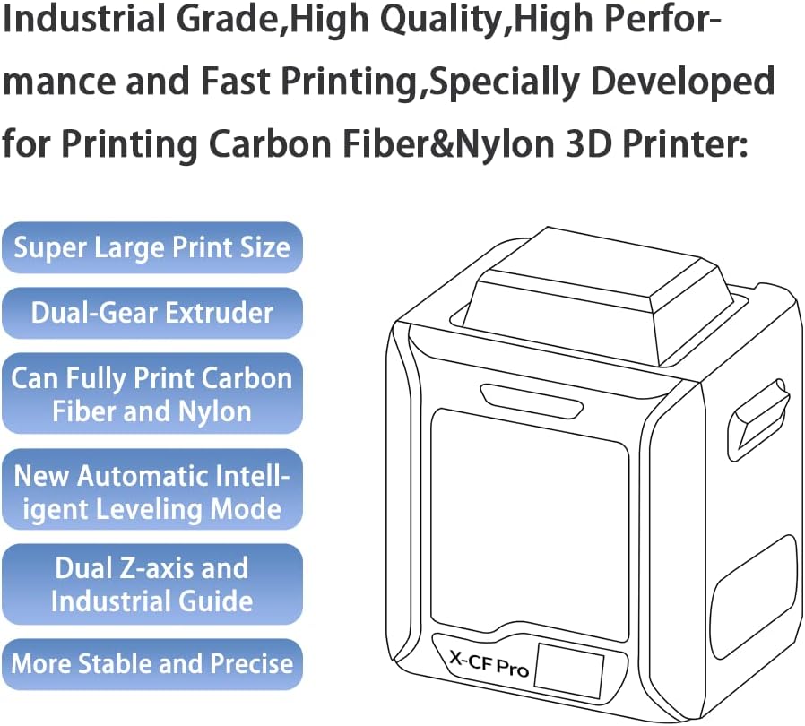 R QIDI TECHNOLOGY X-CF Pro Industrial Grade 3D Printer,Specially Developed for Printing Carbon Fiber&Nylon with QIDI Fast Slicer, Automatic Leveling