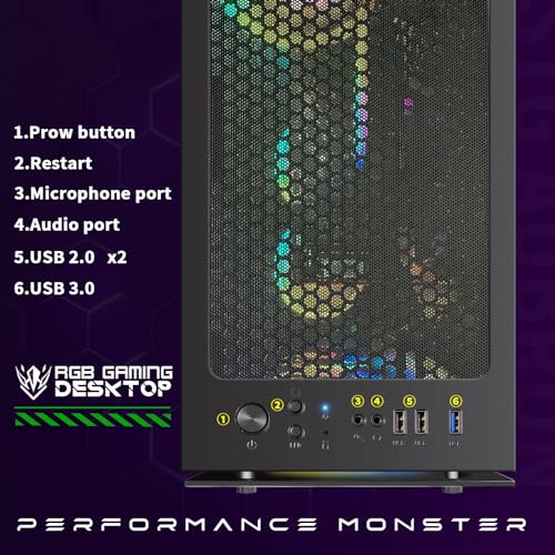 STGAubron Gaming PC Computer Desktop, GeForce RTX 2060 Super 8G, Intel Core I7 8th up to 4.1GHz, 16G DDR4, 1T SSD, WiFi 6 & BT 5.2, RGB Fan x6