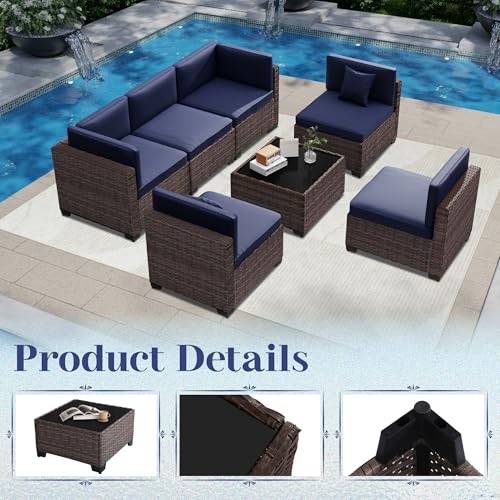 KIGOTY Patio Furniture Set 7 Pieces Conversation Sets, Outdoor Sectional Sofa