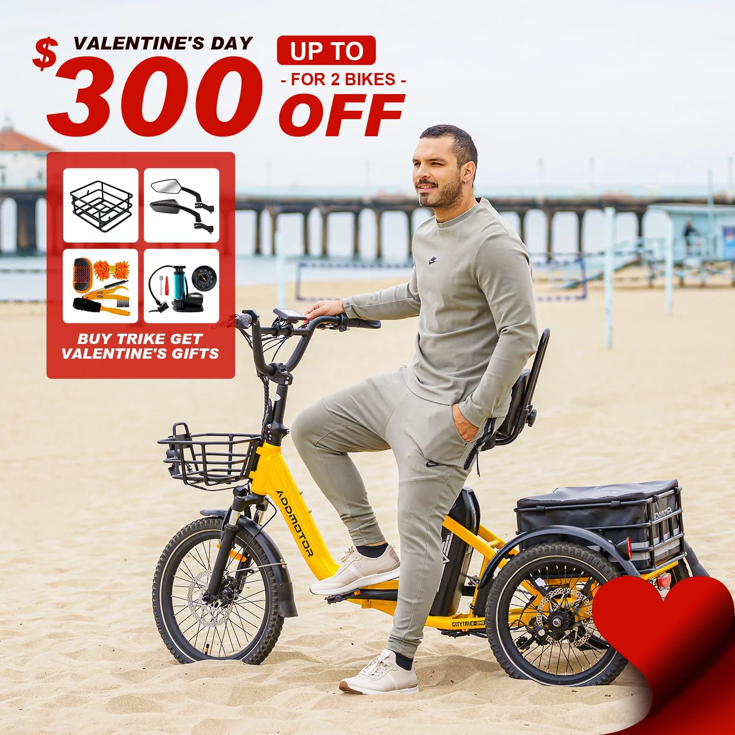 Addmotor Electric Trike, 750W (Peak 1400W) 90Miles Electric Tricycle for Adults