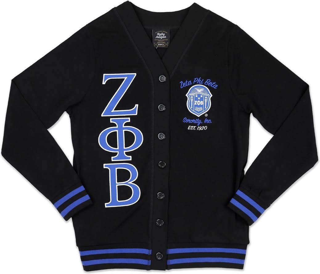 Big Boy Zeta Phi Beta Divine 9 S9 Light Weight Ladies Cardigan Black / Medium - Megean