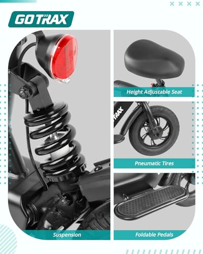Gotrax A5 Electric Scooter w/Seat for 13+, 12" Pneumatic Tire, Max 15.5 Miles &15.5 Mph Power by 400W Motor, Dual Rear Shock Absorber &Dual Brake