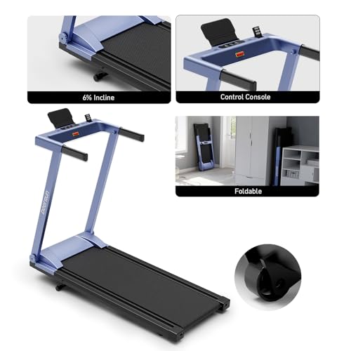 DeerRun Treadmills for Home with Incline and Handles, 3.5 HP Foldable Treadmill 350 LBS Weight Capacity for Small Spaces