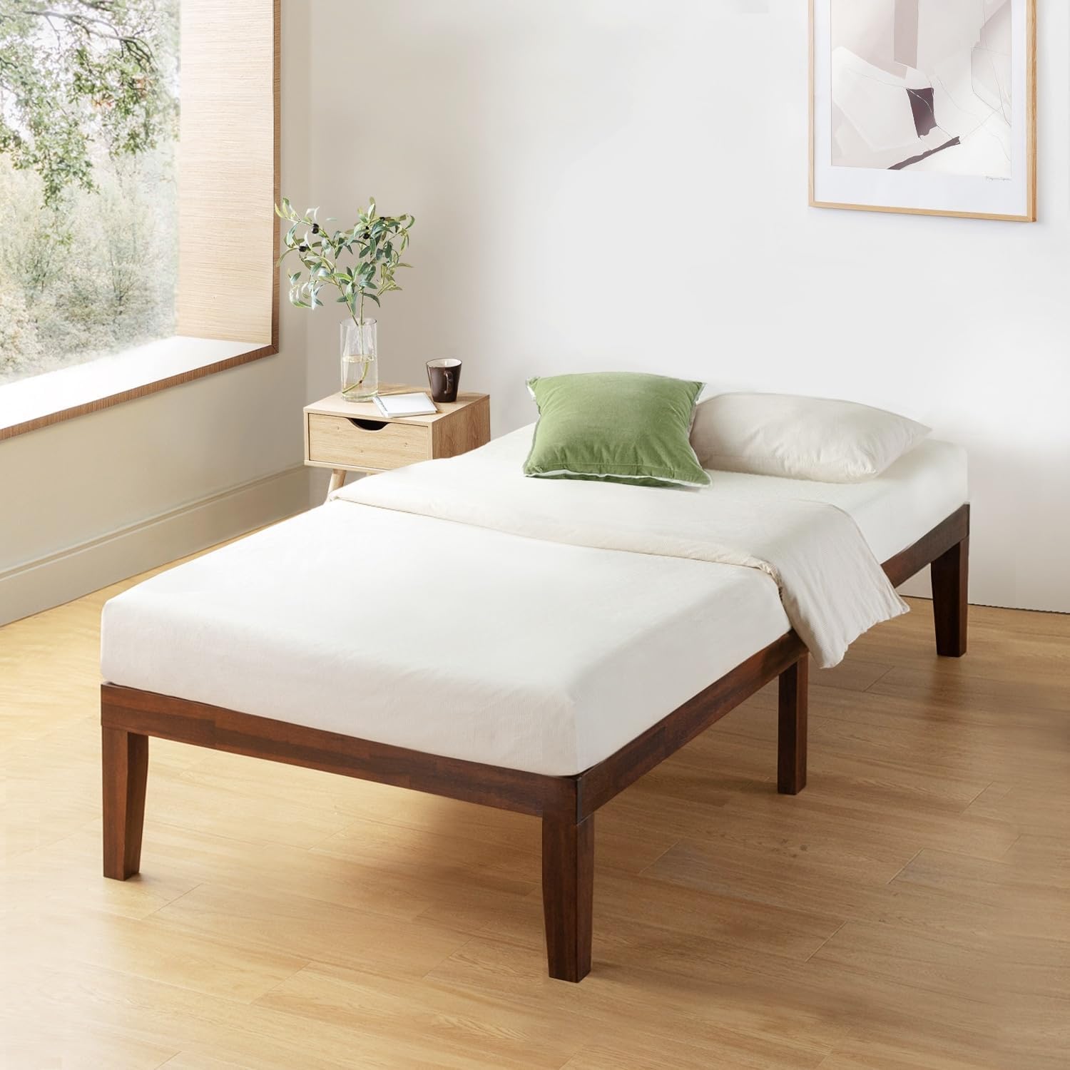 16 Inch Classic Solid Wood Platform Bed Frame in Multiple Finishes Espresso - Twin