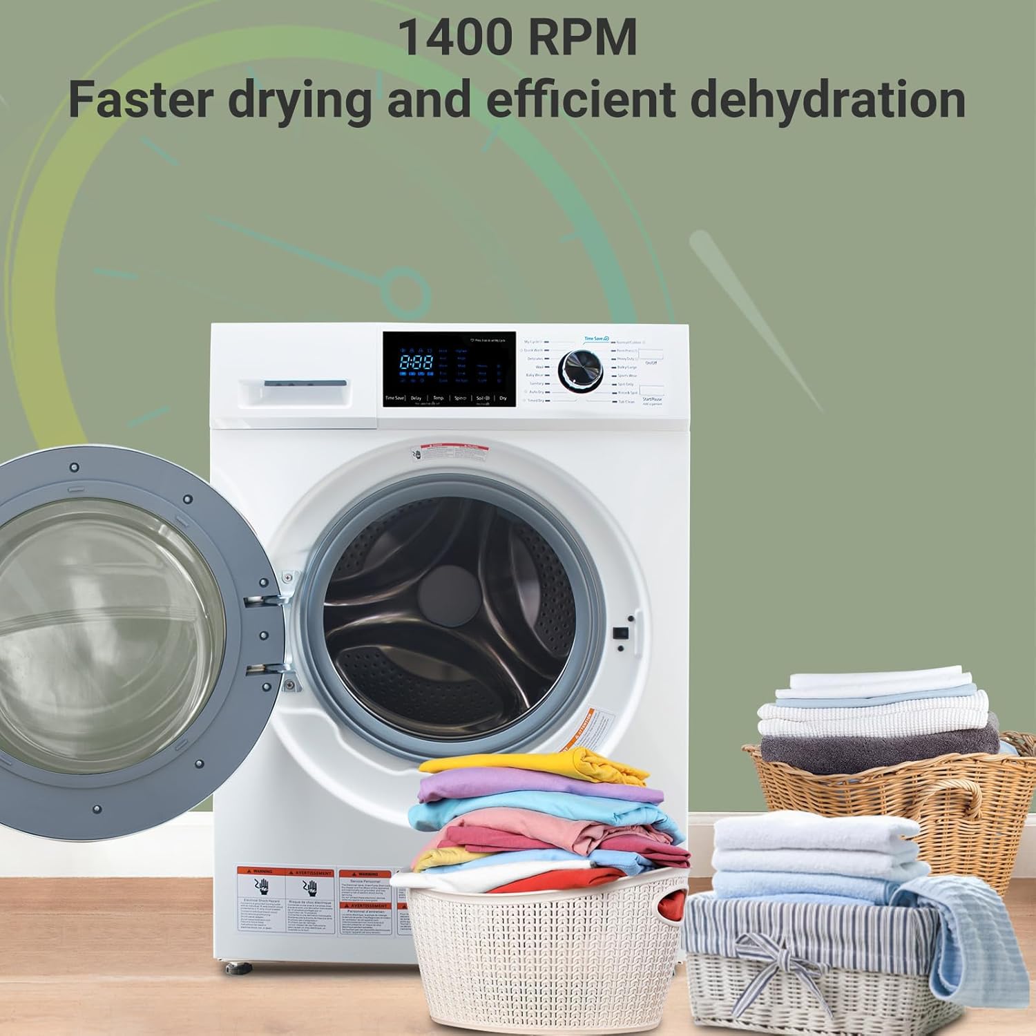 24" All-in-One Washer and Dryer Combo, 2.7 Cu.Ft Front Load Ventless Washer Dryer with 26.5 Lbs Loading Capacity, Compact Size, LED Display