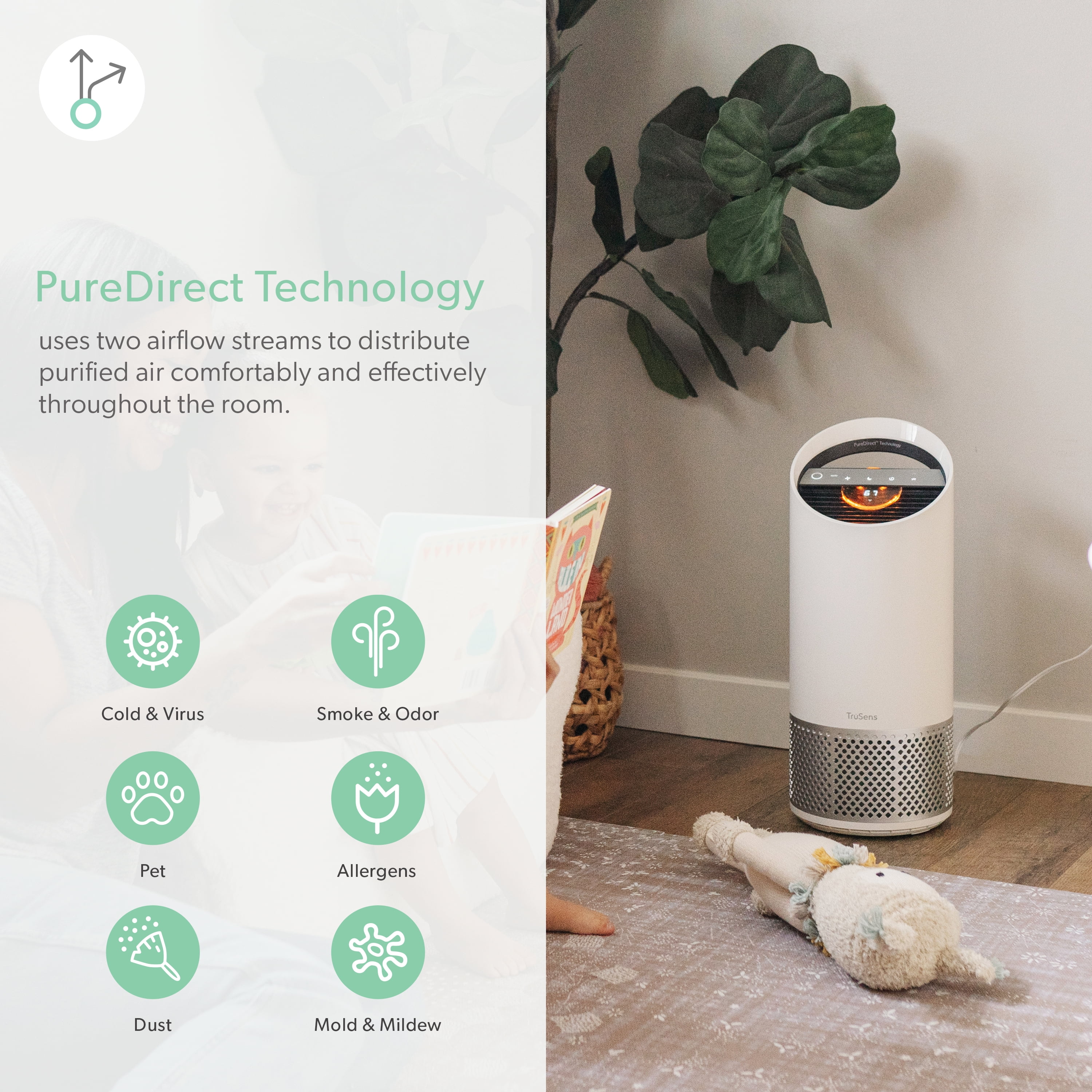 TruSens Air Purifier, Medium, with Air Quality Monitor, Z-2000