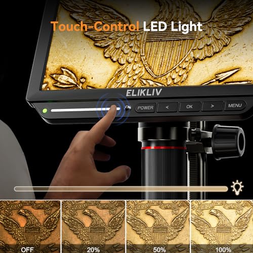 4K Digital Microscope, Elikliv EM4K 8" Coin Microscopes 2000x, 52MP HDMI Microscopes, Soldering Microscope for Adults