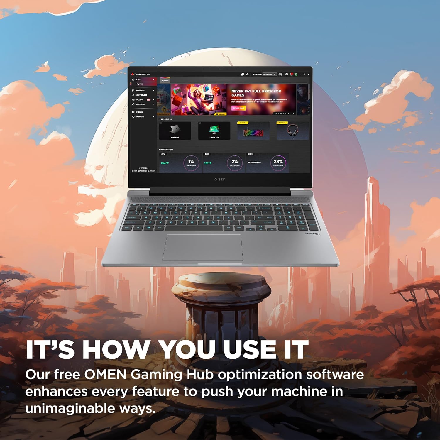 HP OMEN 16 inch Laptop, FHD 144Hz Display, Intel Core i7-14700HX, 16 GB RAM, 512 GB SSD, NVIDIA GeForce RTX 4060 GPU (8 GB Dedicated)