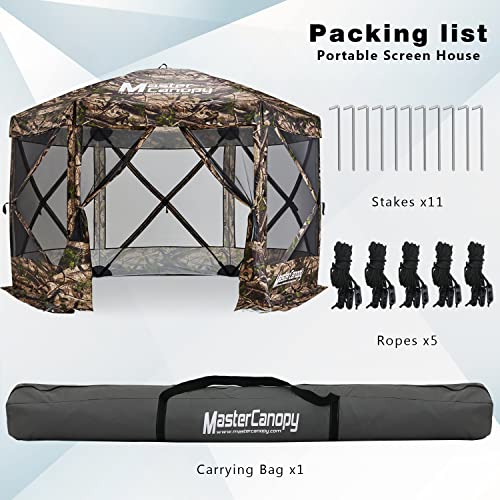 MASTERCANOPY 12x12FT Pop Up Gazebo Screen Tent - Instant Screen House with Netting, Quick Set, Outdoor Canopy Shelter with Carry Bag for Camping