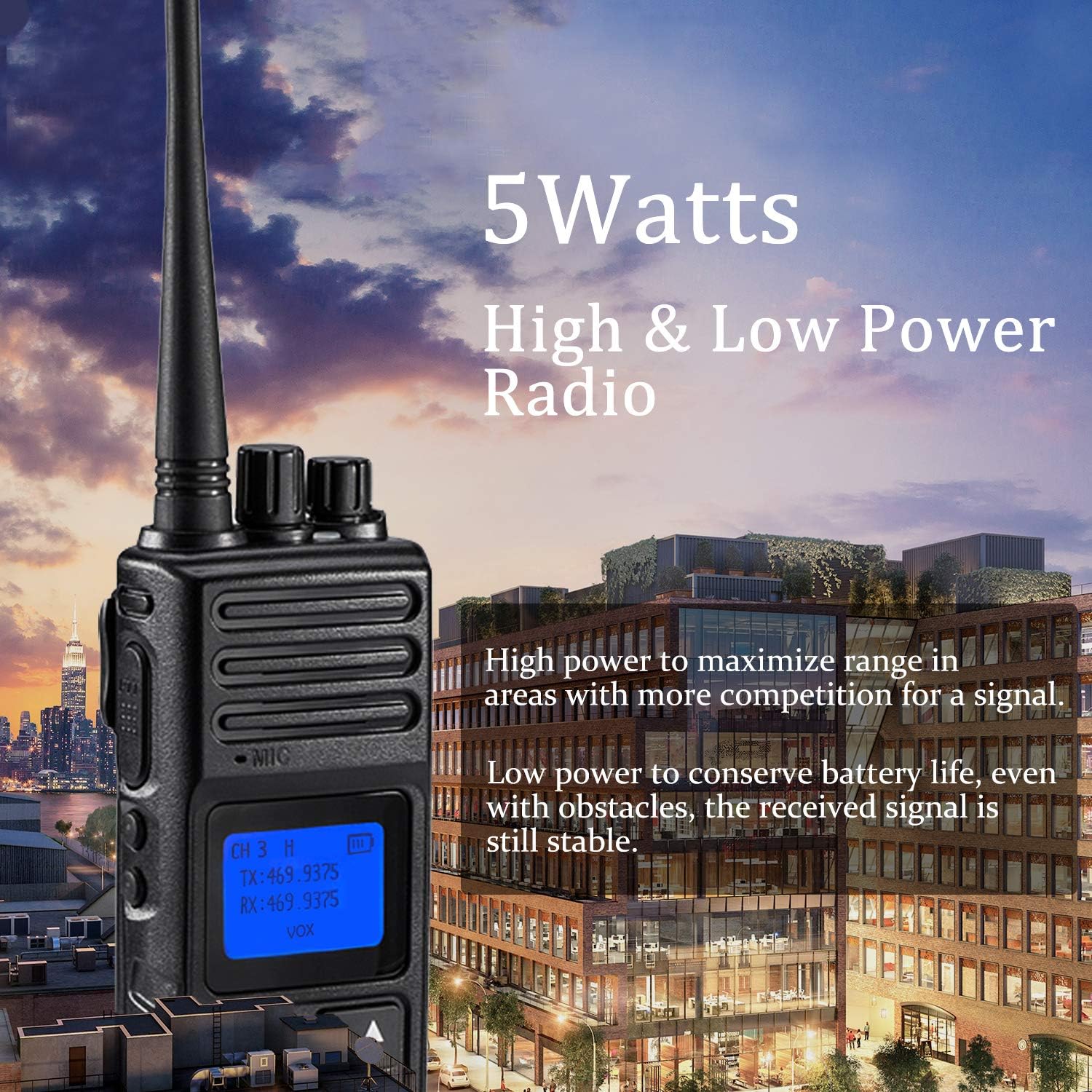 SAMCOM FPCN30A Two Way Radios Long Range 5 Watts Walkie Talkies for Adults Rechargeable 2 Way Radios UHF Programmable Handheld Business Radio 1500mAh
