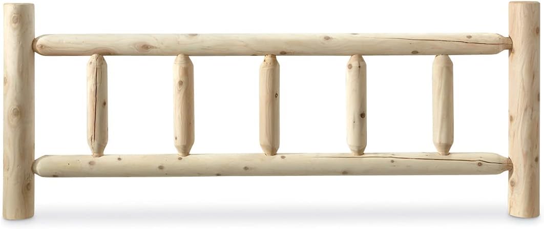 CASTLECREEK Cedar Log Bed Frame, Rustic Natural Wood King Bed Frame with Headboard