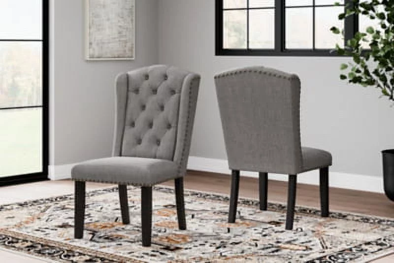 Signature Design by Ashley Jeanette Modern Tufted Dining Upholstered Side Chair, 2 Count, Gray