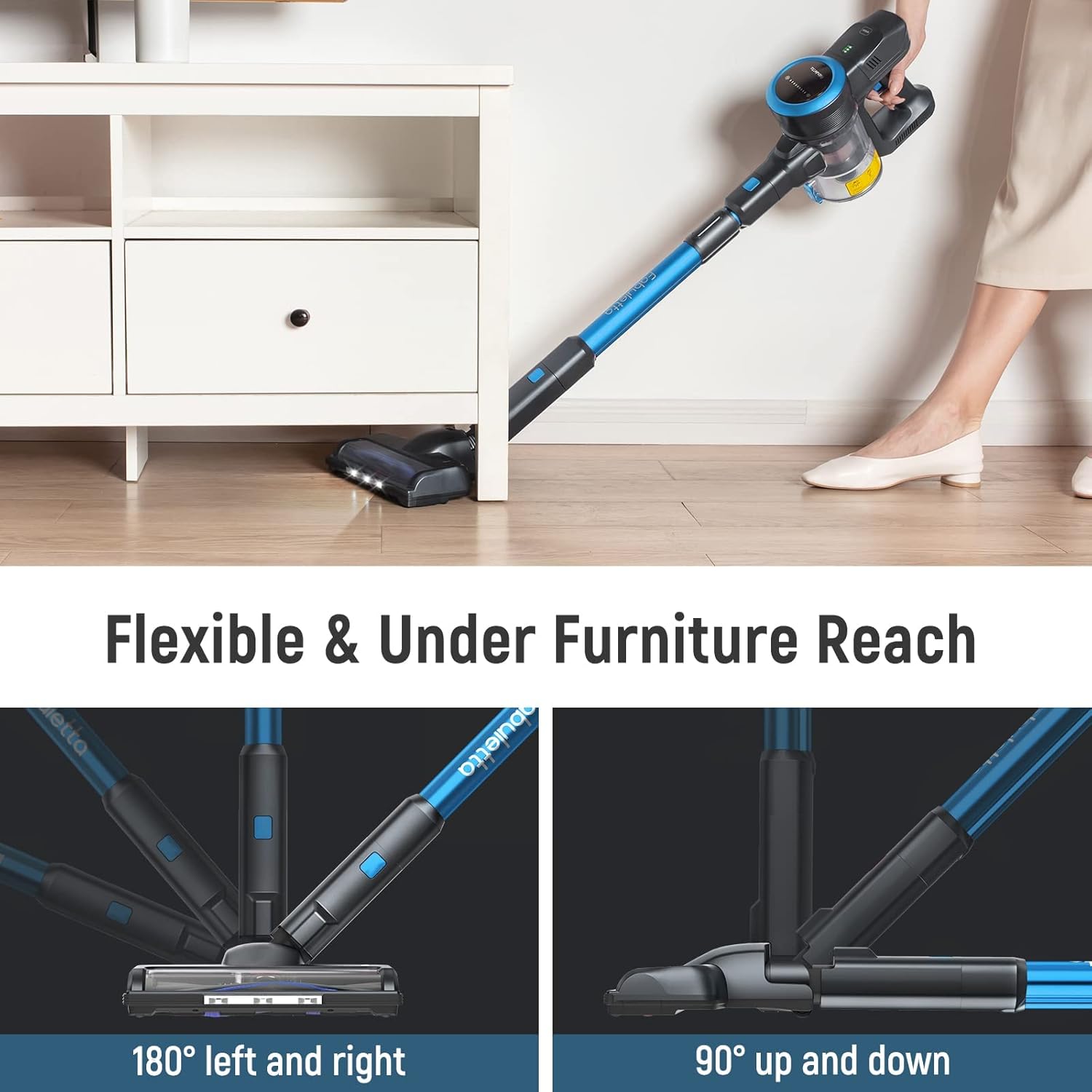 FABULETTA 24 Kpa Cordless Vacuum Cleaner - 6 in 1 Lightweight Stick Vacuum with Powerful Suction 250W Brushless Motor, for Pet Hair Carpet Hard Floor