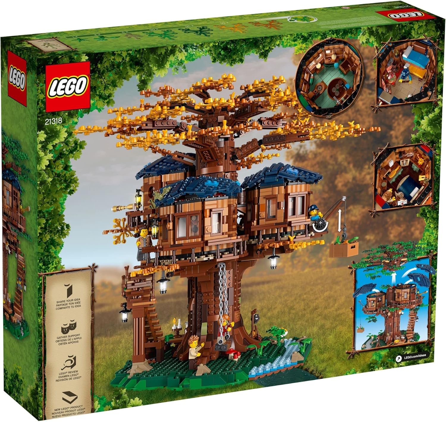LEGO Ideas Tree House 21318, Model Construction Set for 16 Plus Year Olds with 3 Cabins, Interchangeable Leaves, Minifigures and a Bird Figure