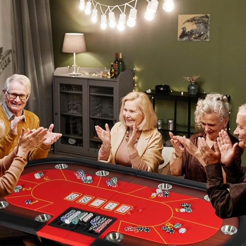 Premium 84" Poker Table Foldable with Chips Tray