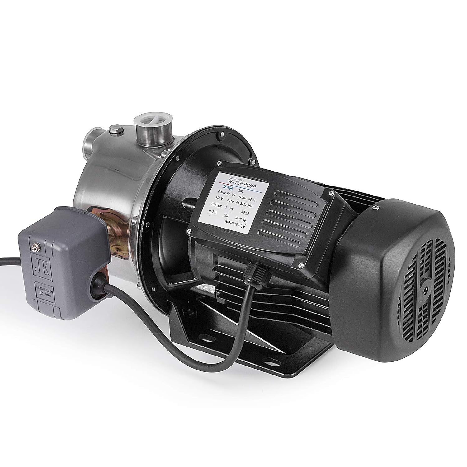 Happybuy Shallow Well Jet Pump with Pressure Switch 1HP Jet Water Pump 148 ft Stainless Steel Jet Pump to Supply Fresh Well Water to Residential
