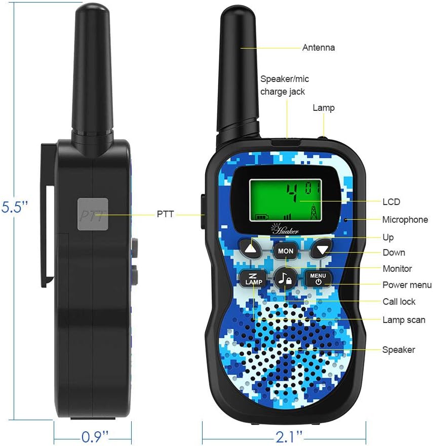 Huaker Kids Walkie Talkies,3 Pack 22 Channels 2 Way Radio Toy with Flashlight and LCD Screen,3 Miles Range Walkie Talkies for Kids Outside Adventures