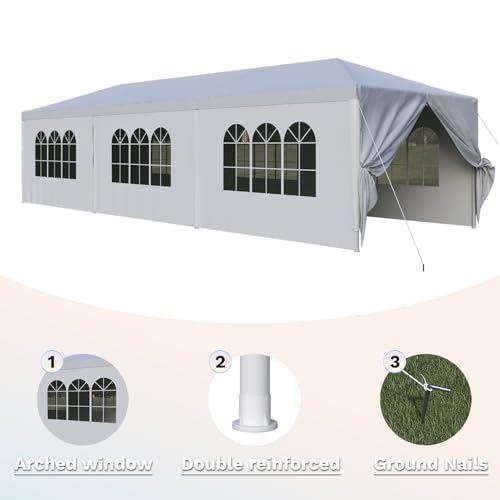Flamaker Heavy Duty 10'x30' Party Tent Canopy - Waterproof Wedding & Event Shelter with Removable Sidewalls, 2 Doors