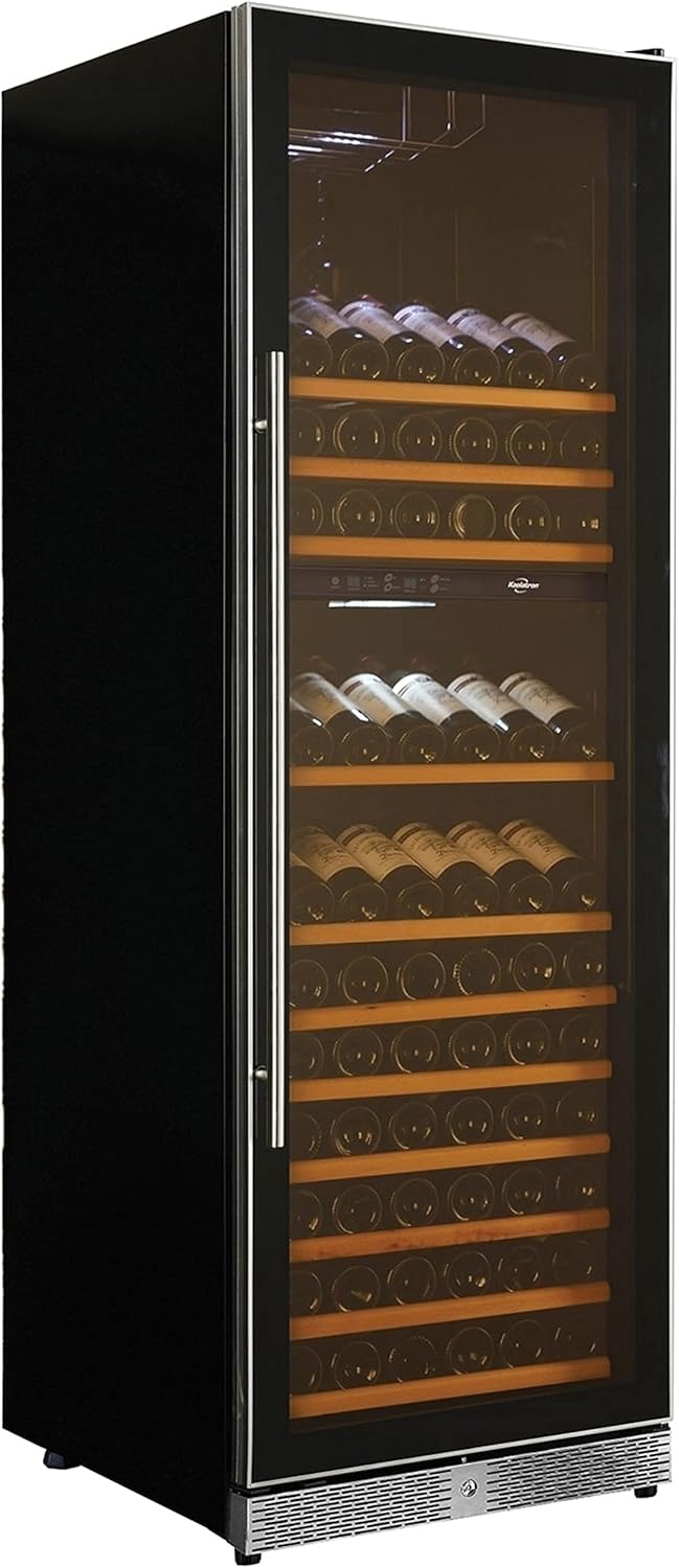 Koolatron Grand Series 173-Bottle Dual Zone Compressor Wine Fridge Refrigerator - Front Venting - Freestanding Wine Cellar for Home Bar, Outdoor