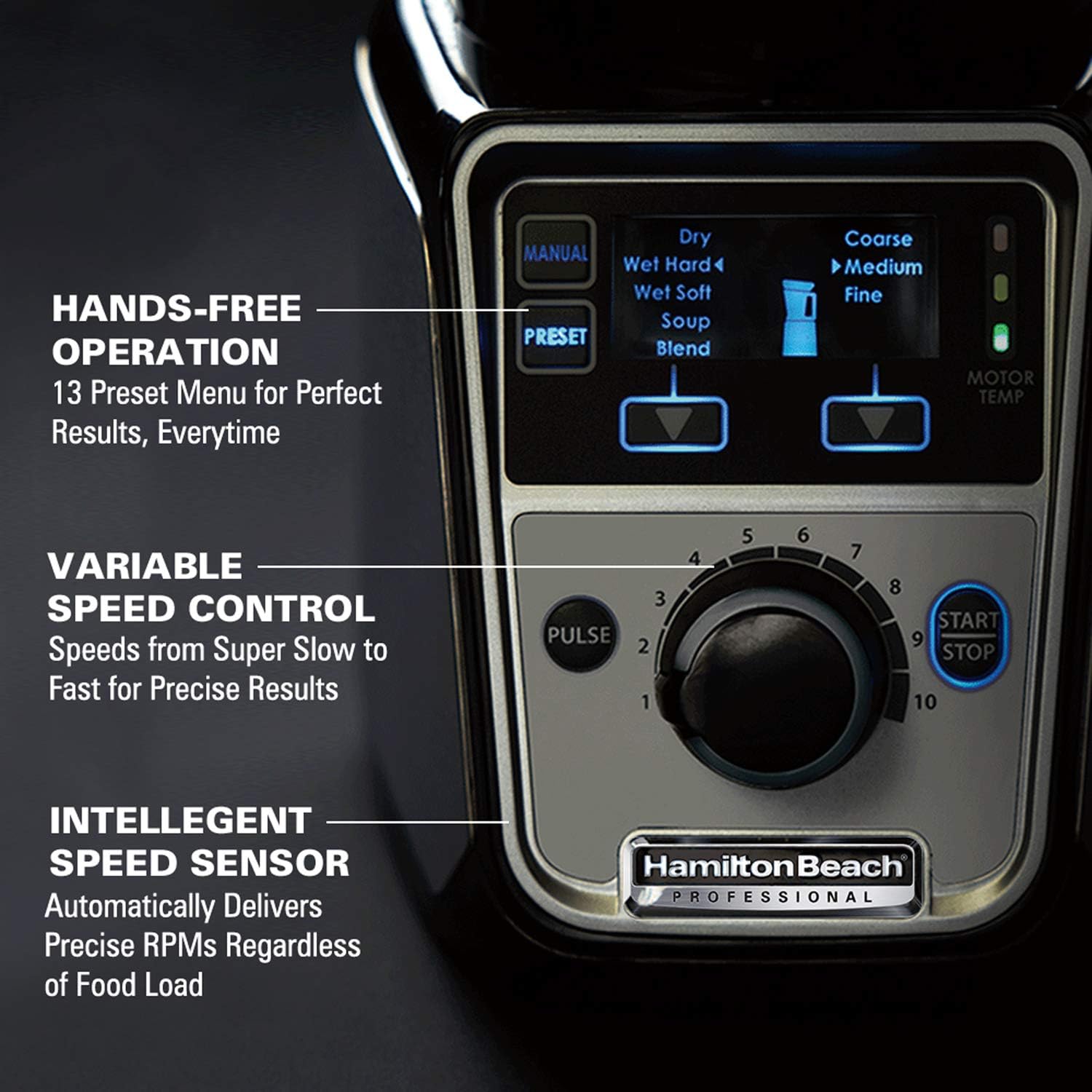 Hamilton Beach Professional 4-in-1 Juicer Mixer Grinder, Commercial-Grade 1400 Watt Motor, 120V, 3 Leakproof Jars, For Wet and Dry Spices