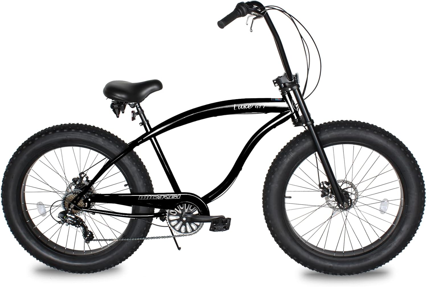 Micargi Luxe & Bronco3.0 26 Inch Beach Cruiser Bike for Men,Steel Frame,1/7 Speed,Hi-Rise Handlebar,Three Piece Cranksets, Fat Alloy Rim 80mm