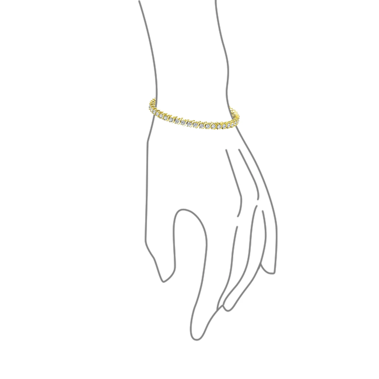 Bling Jewelry Bridal Wave S Link AAA CZ Solitaire Tennis Bracelet Gold Plated 7"