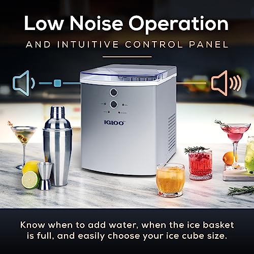 Igloo Electric Countertop Ice Maker Machine - Automatic and Portable - 33 Pounds in 24 Hours - Icecube Maker - Plastic Scoop and Basket