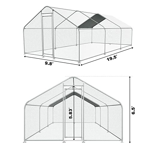 Chicken Coop Large Metal Chicken Run for 6/10 Chickens Poultry Cage with Waterproof Cover for Duck Walk-in Chicken Pen for Yard