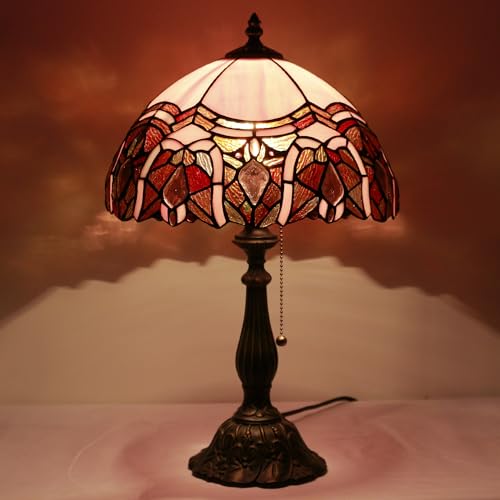 Tiffany Table Lamp Stained Glass Lamp 12X12X19 Inch Antique Reading Light (Sea Blue Pear)