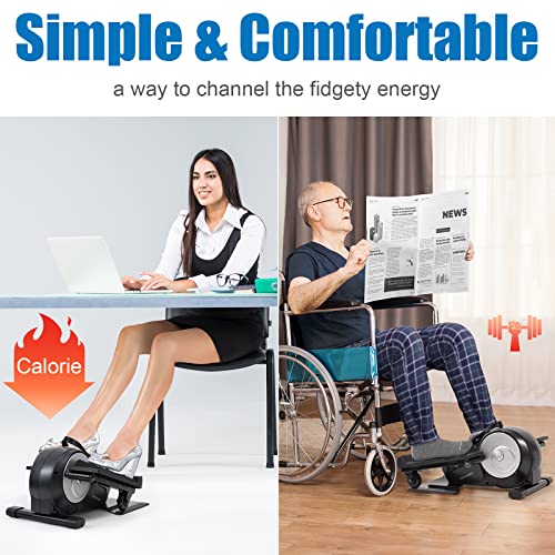 Davcreator Under Desk Bike Pedal Exerciser, Foot Peddler Exerciser with Magnetic Adjustable Resistance, Sitting Mini Exercise Bike for Home Workout