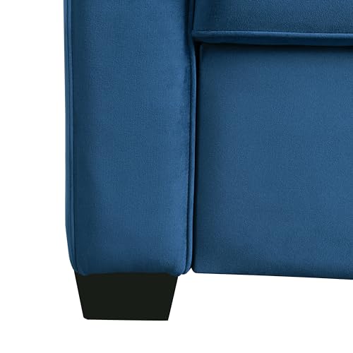 Serta Ainsley 72.6" Convertible Sleeper Sofa, Queen Size, Dreamcoil Comfort, Soft Velvet Fabric, Navy